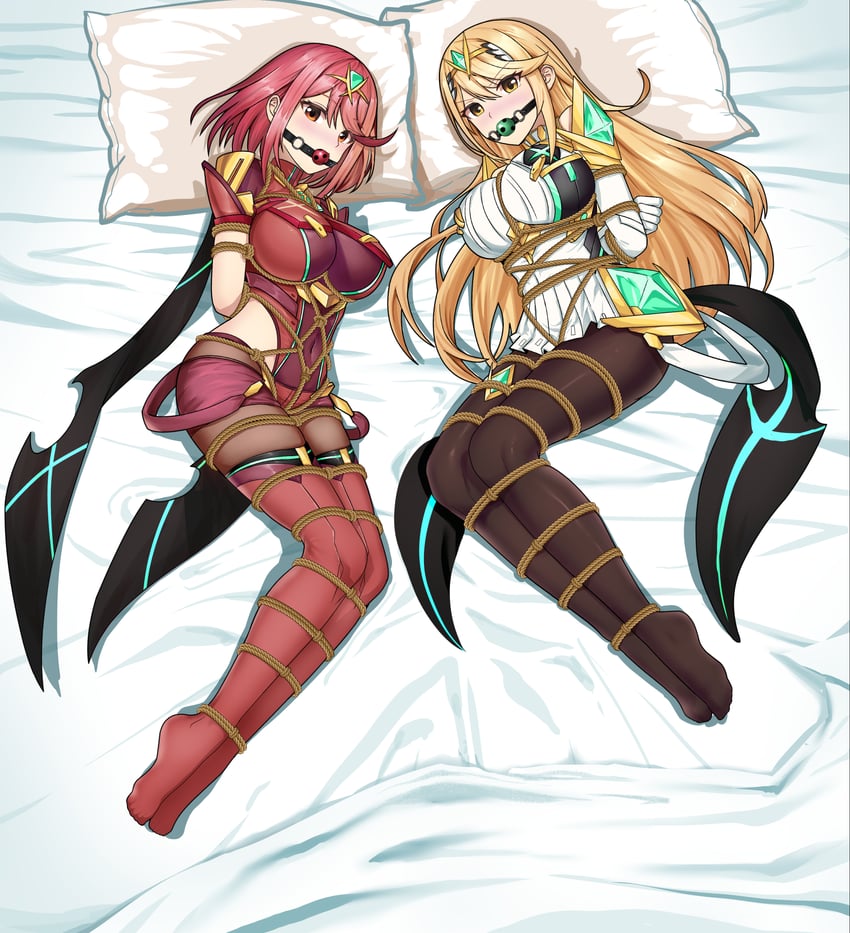 pyra and mythra (xenoblade chronicles and 1 more) drawn by yukumo_no_ki