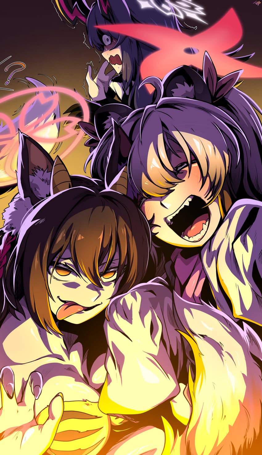 izuna, michiru, and tsukuyo (blue archive) drawn by ryuki_(red_dolphinman)
