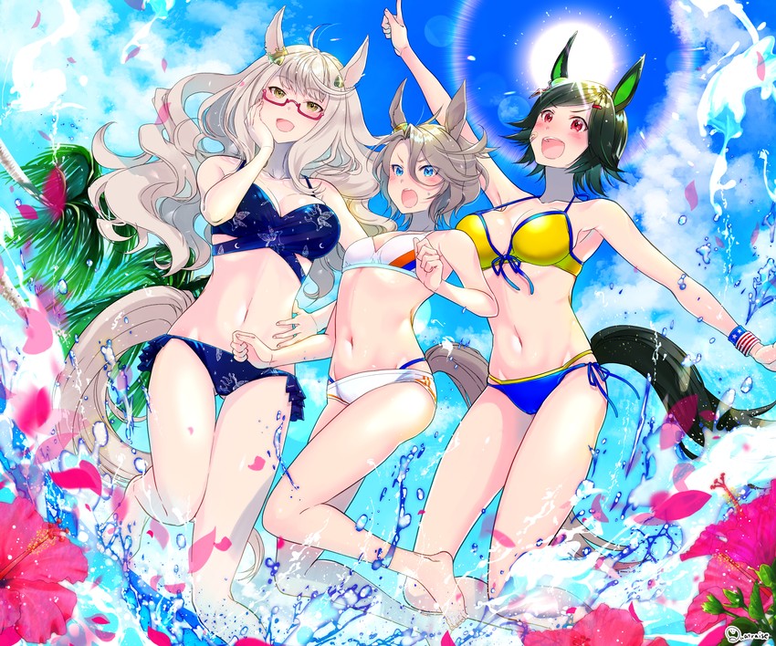 narita taishin, biwa hayahide, and winning ticket (umamusume) drawn by quatraise