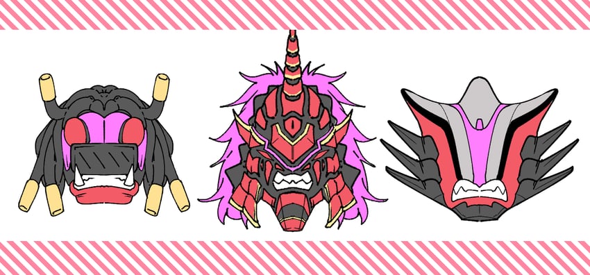 kashtira fenrir, kashtira unicorn, and kashtira ogre (yu-gi-oh!) drawn by aoi_takeru