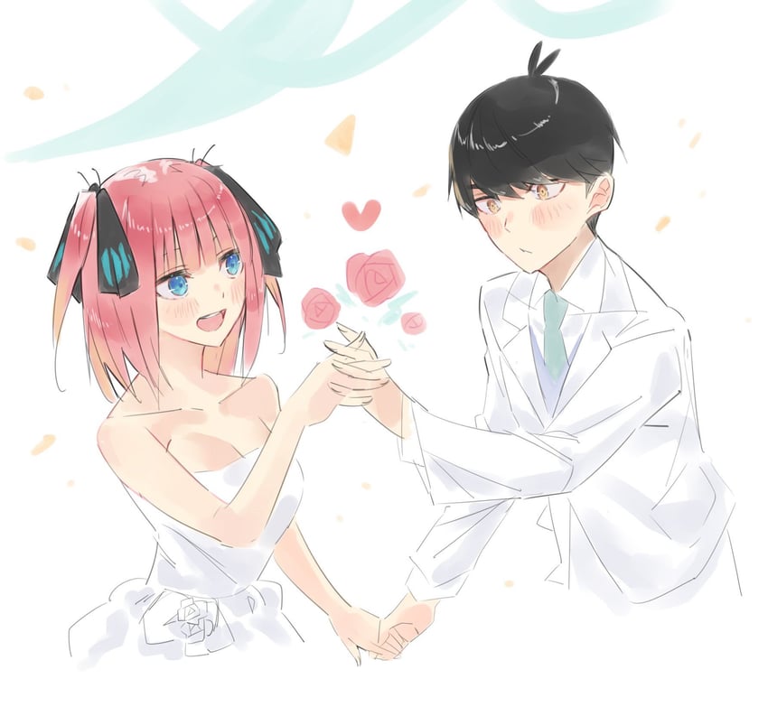 nakano nino and uesugi fuutarou (go-toubun no hanayome) drawn by george_man