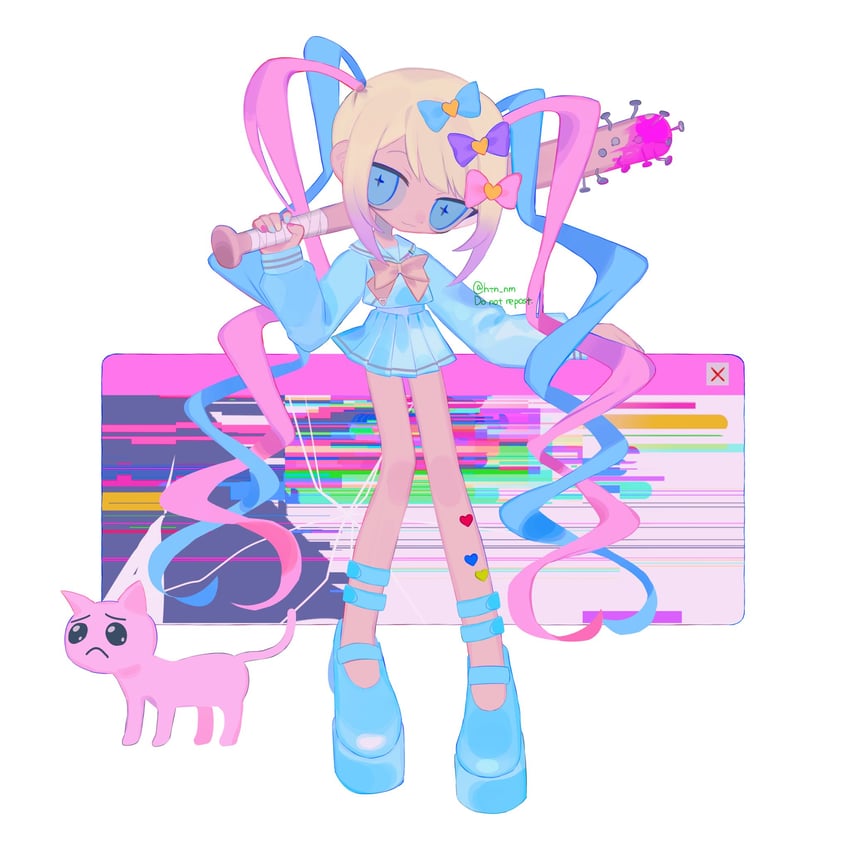 chouzetsusaikawa tenshi-chan and pien cat (needy girl overdose) drawn by htn_nm