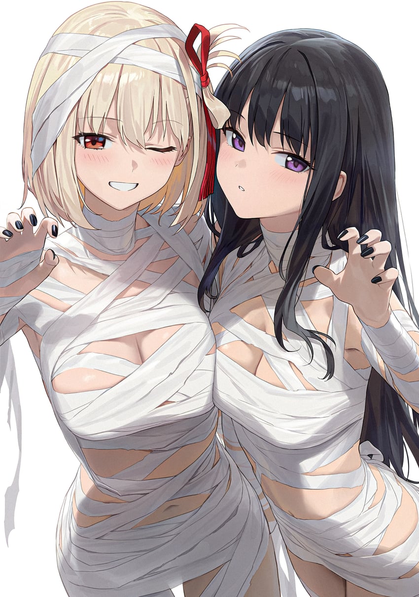 nishikigi chisato and inoue takina (lycoris recoil) drawn by amiki_yuzuru