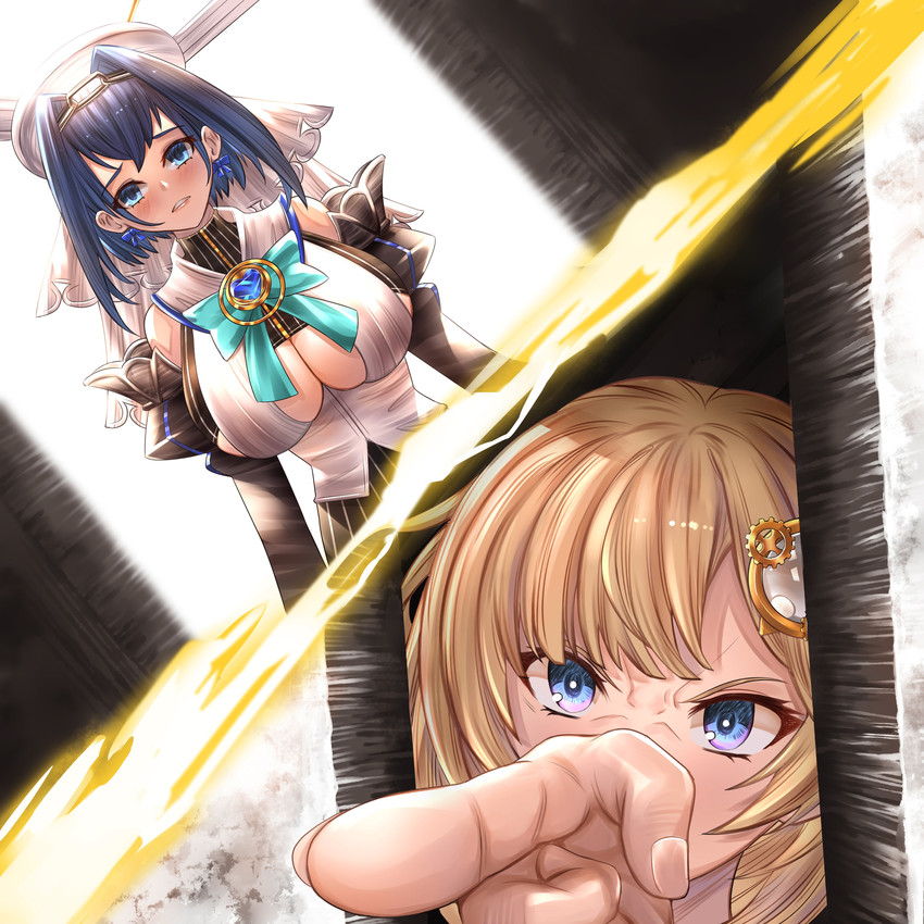 ouro kronii and watson amelia (hololive and 2 more) drawn by honkivampy