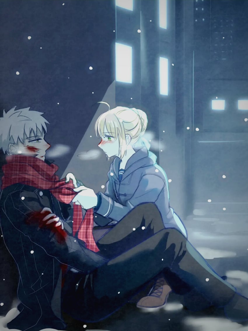 artoria pendragon, emiya shirou, archer, and master artoria (fate and 2 more) drawn by alleycat_nd