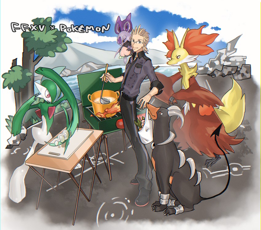 gallade, houndoom, delphox, ignis scientia, and noibat (pokemon and 2 more) drawn by mad369