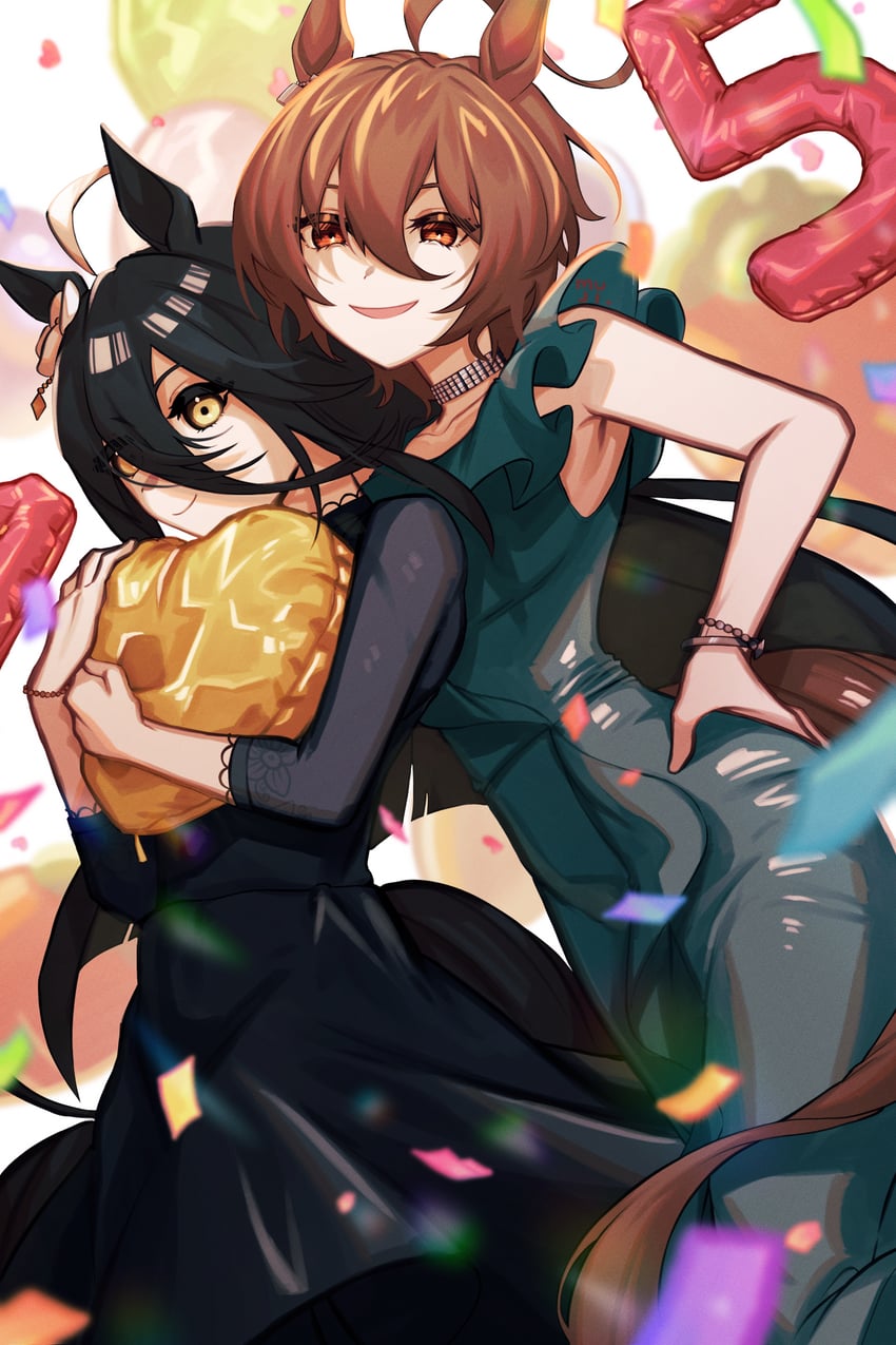 agnes tachyon and manhattan cafe (umamusume) drawn by mujintou_png