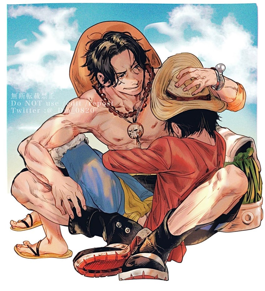 monkey d. luffy and portgas d. ace (one piece) drawn by dm_0820