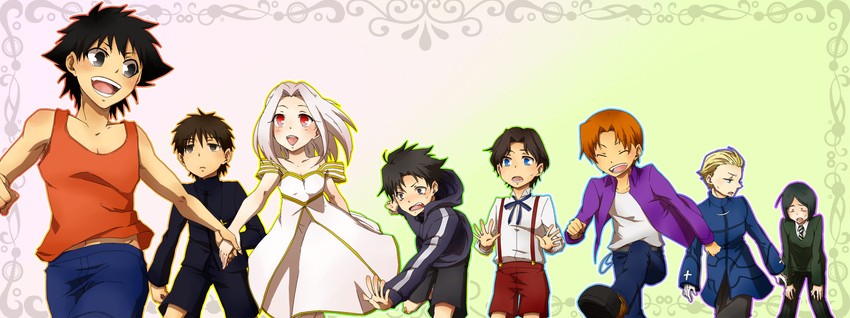 kotomine kirei, waver velvet, emiya kiritsugu, irisviel von einzbern, matou kariya, and 3 more (fate and 1 more) drawn by magosaki