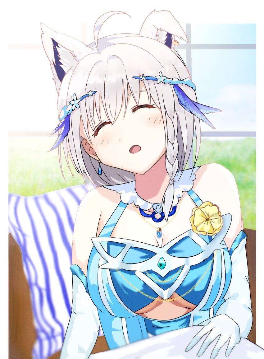 shirakami fubuki (hololive and 1 more) drawn by homulily