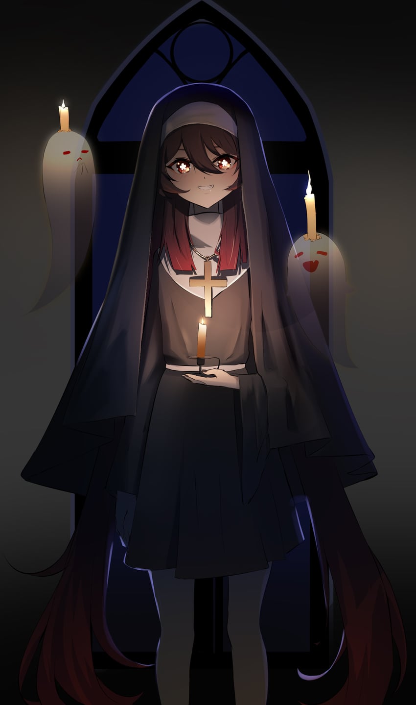 hu tao and boo tao (genshin impact) drawn by qixia
