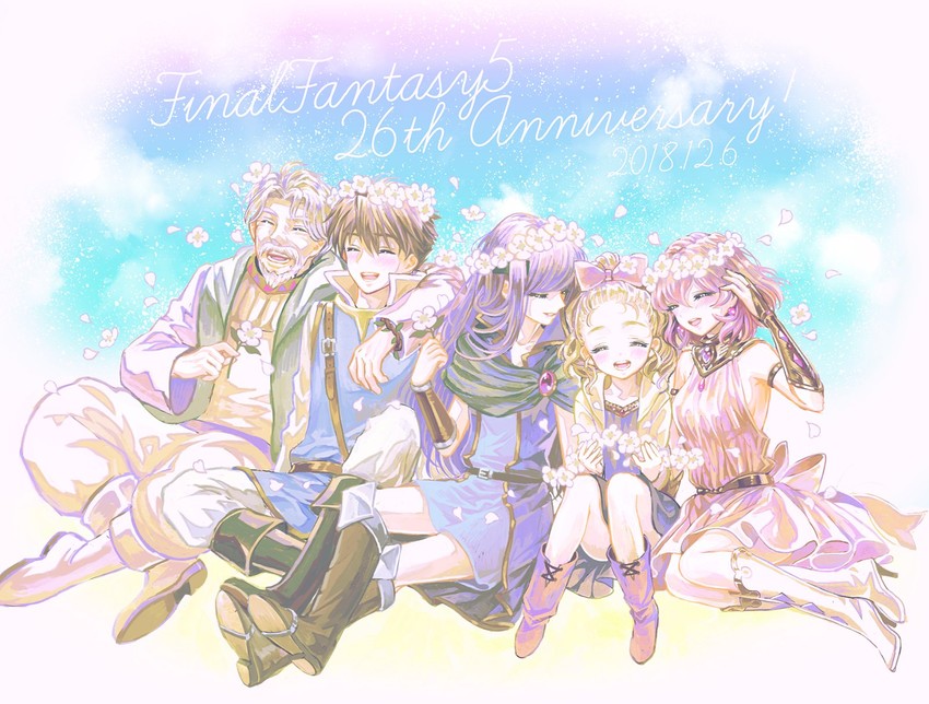 lenna charlotte tycoon, faris scherwiz, bartz klauser, krile mayer baldesion, and galuf halm baldesion (final fantasy and 1 more) drawn by takatora