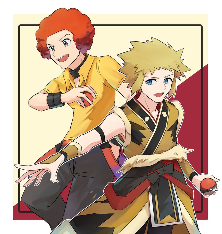 flint and volkner (pokemon and 2 more) drawn by moti62