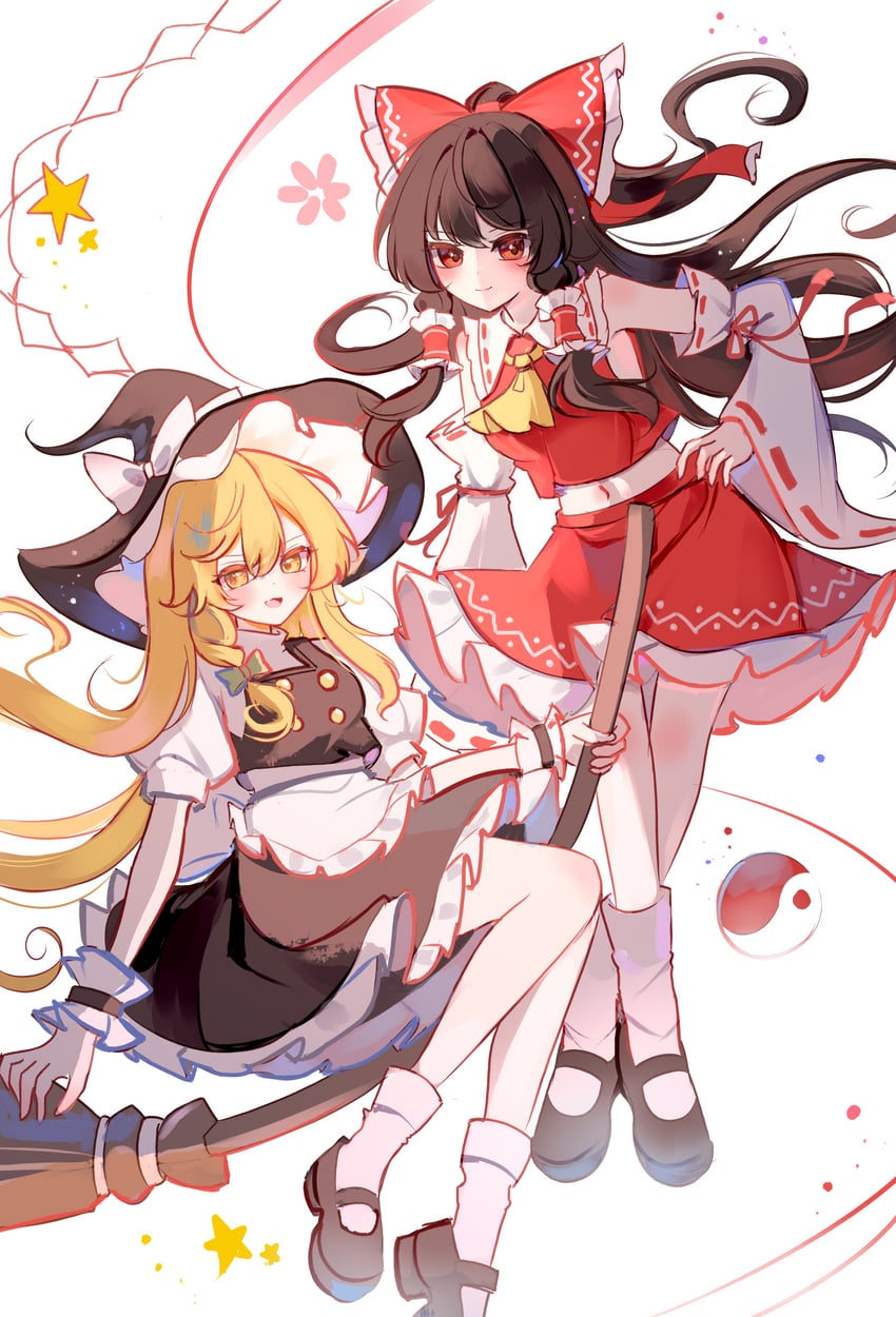 hakurei reimu and kirisame marisa (touhou) drawn by shen_bi_ren_(user_rjgy2824)