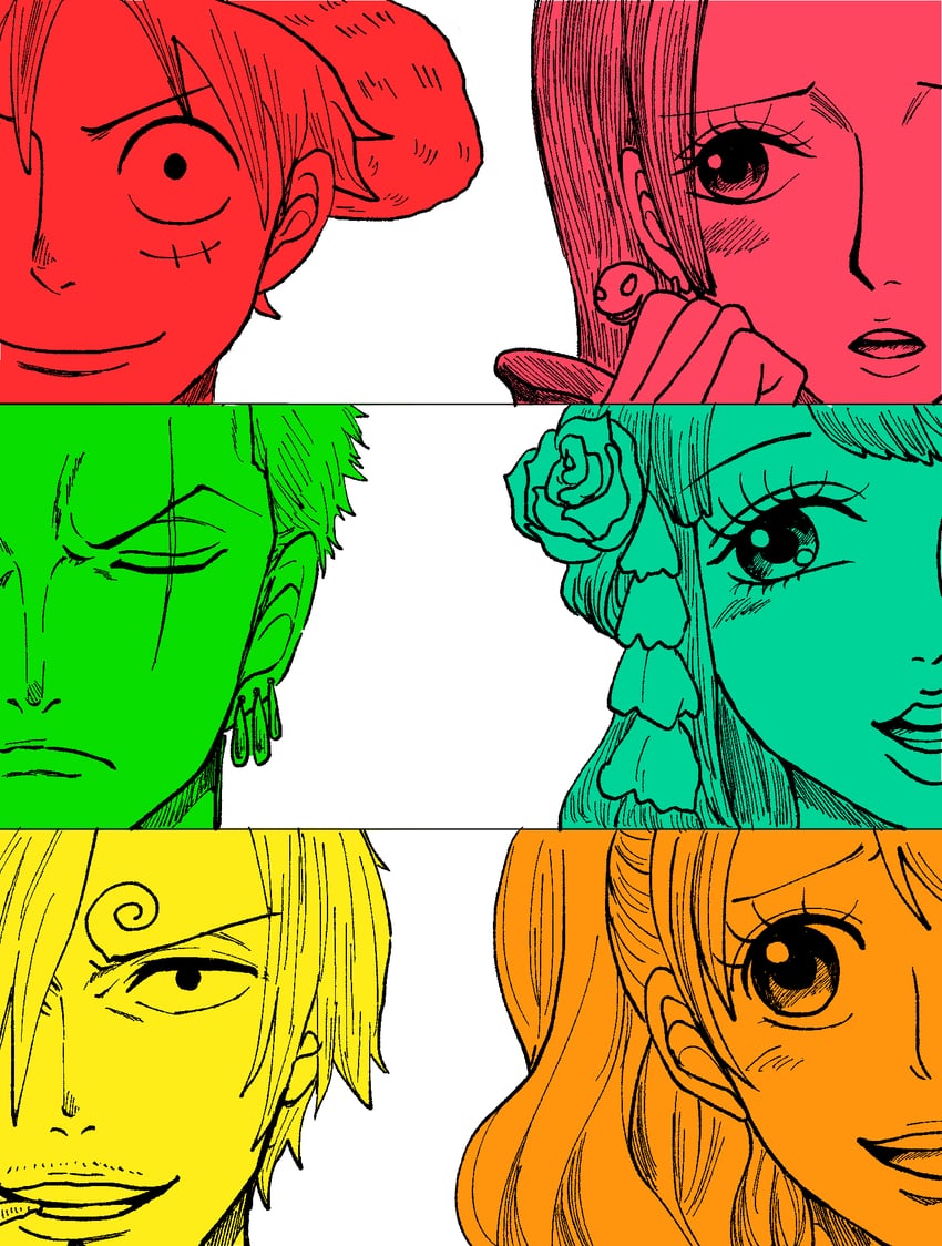 monkey d. luffy, roronoa zoro, sanji, boa hancock, charlotte pudding, and 1 more (one piece) drawn by matsu7matsu