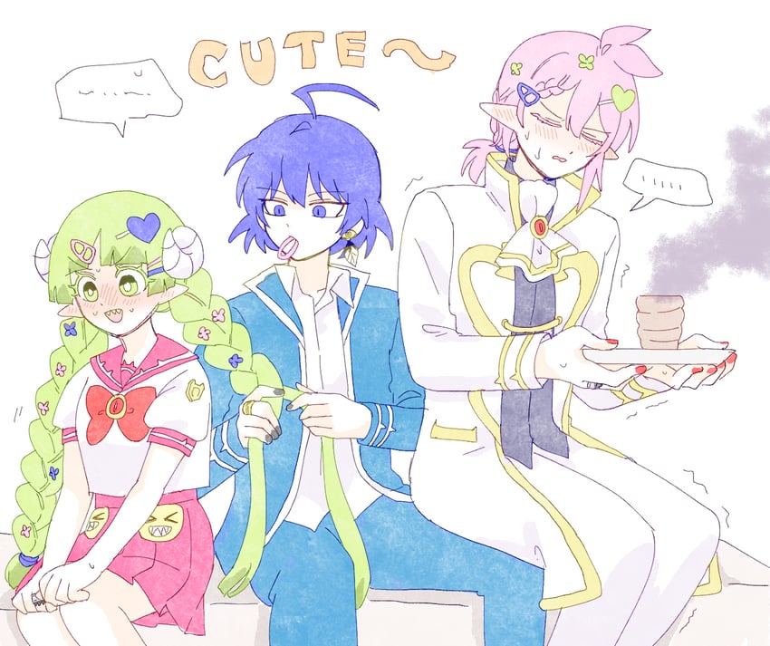 suzuki iruma, valac clara, and asmodeus alice (mairimashita! iruma-kun) drawn by jakka993