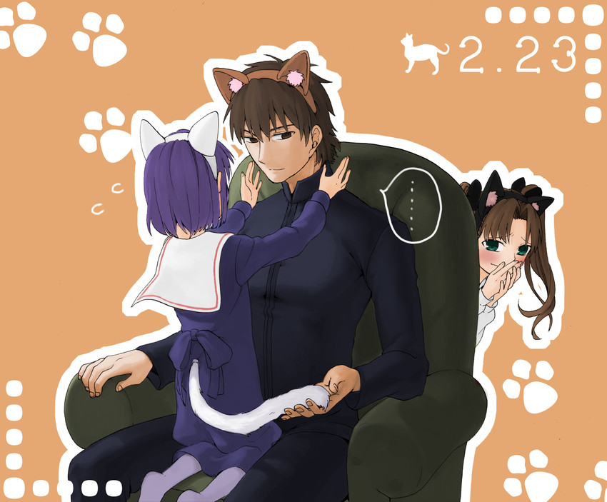 tohsaka rin, matou sakura, and kotomine kirei (fate and 1 more) drawn by sen_(0snow)