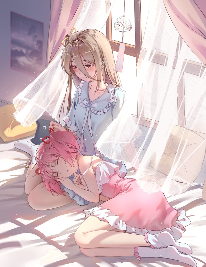 kaname madoka and itsuka chie (original and 1 more) drawn by morimori_(14292311)