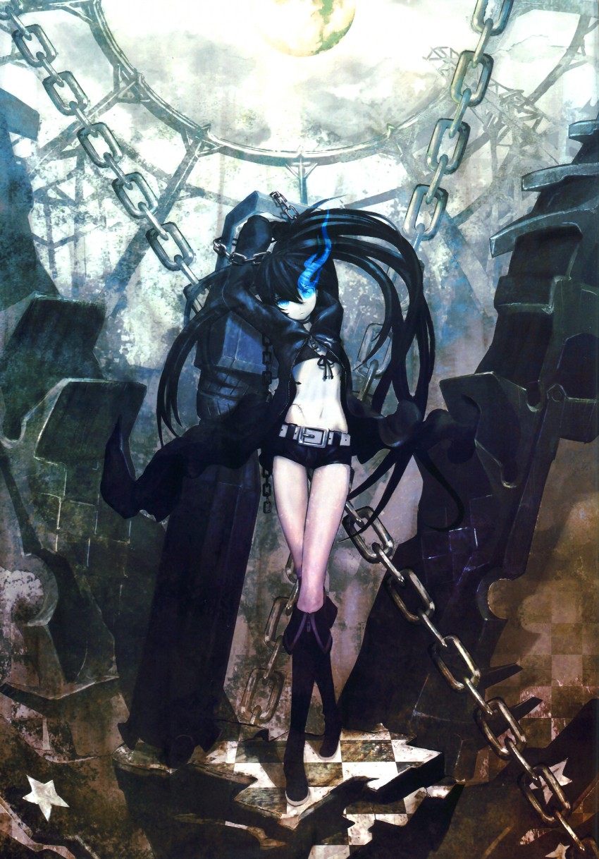 black rock shooter (black rock shooter and 1 more) drawn by huke