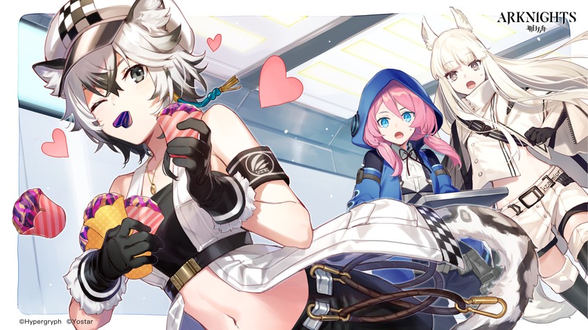 blue poison, platinum, and cliffheart (arknights) drawn by asahikawa_hiyori