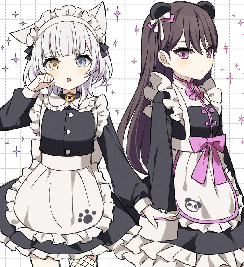 shiina taki and kaname raana (bang dream! and 1 more) drawn by look_128