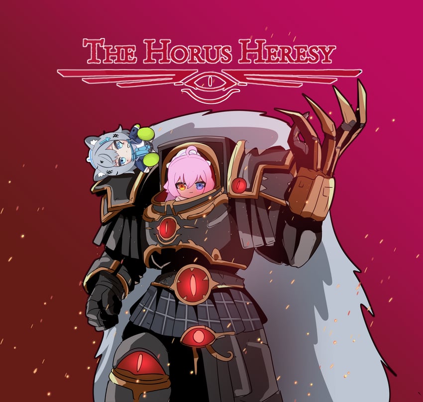 shiroko, hoshino, and horus lupercal (blue archive and 1 more) drawn by skyrain315