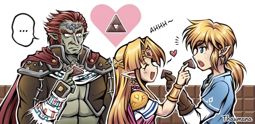 link, princess zelda, and ganondorf (the legend of zelda and 4 more) drawn by thaumana