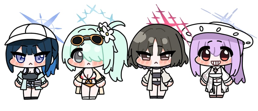 saori, atsuko, hiyori, and misaki (blue archive) drawn by zeroku77