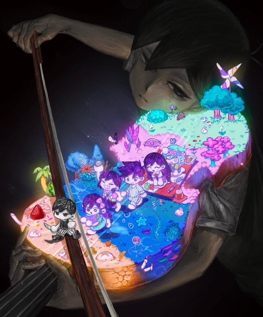 sunny, omori, basil, aubrey, mari, and 6 more (omori) drawn by delim_huihe