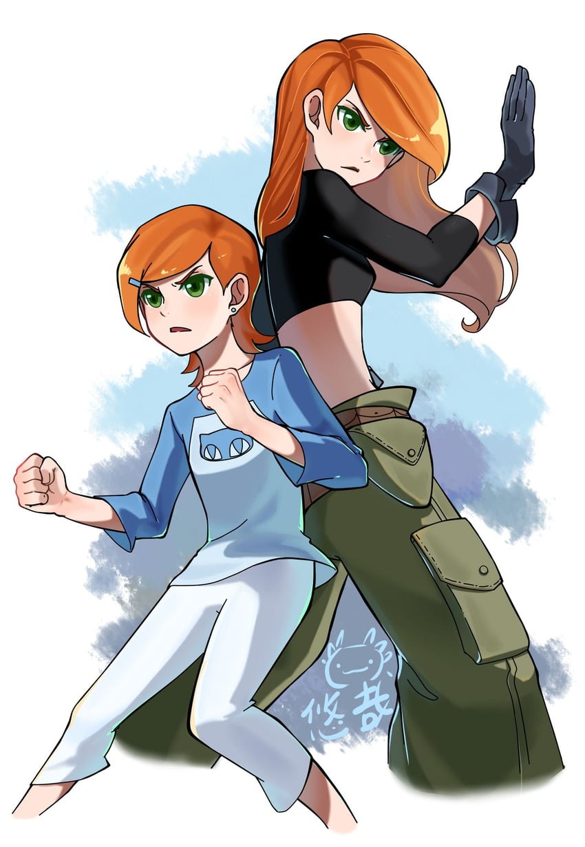 gwen tennyson and kim possible (ben 10 and 1 more) drawn by youzaiyouzai112
