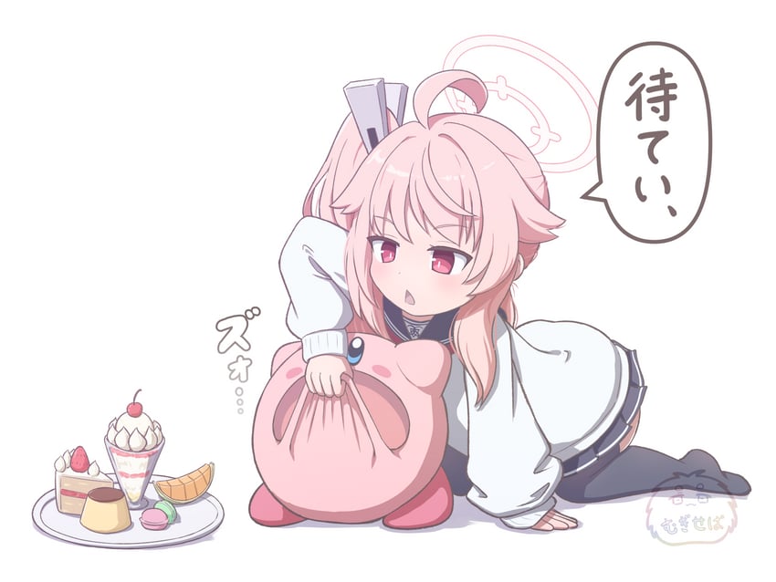 kirby and natsu (blue archive and 1 more) drawn by mugisepa