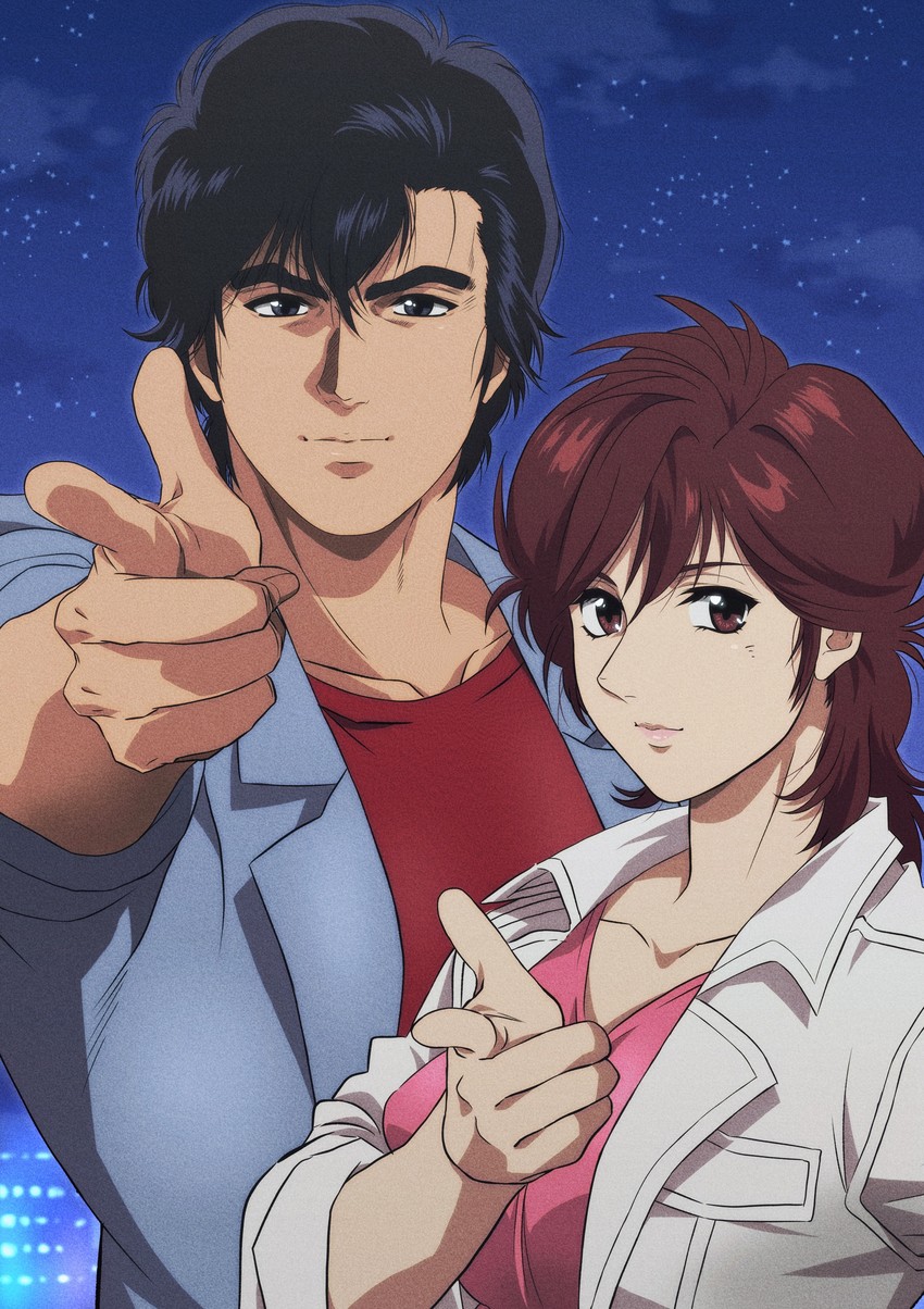 saeba ryou and makimura kaori (city hunter) drawn by yuu_(masarunomori)