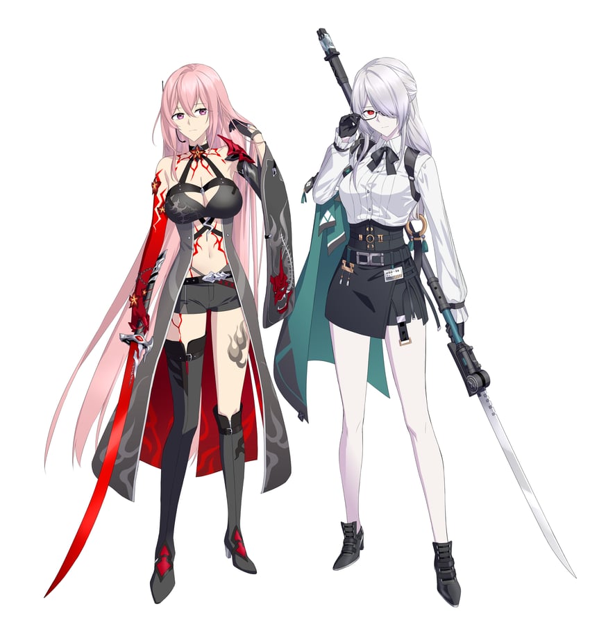 acheron and tsukishiro yanagi (honkai and 3 more) drawn by suprii