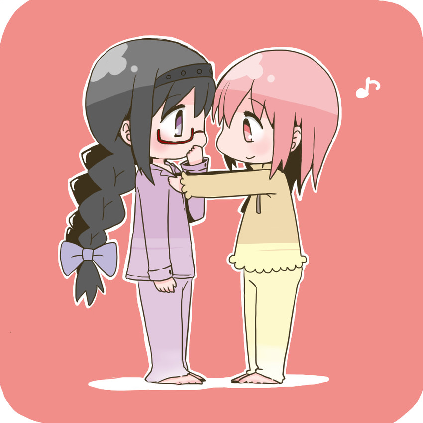 akemi homura and kaname madoka (mahou shoujo madoka magica) drawn by chuu-son