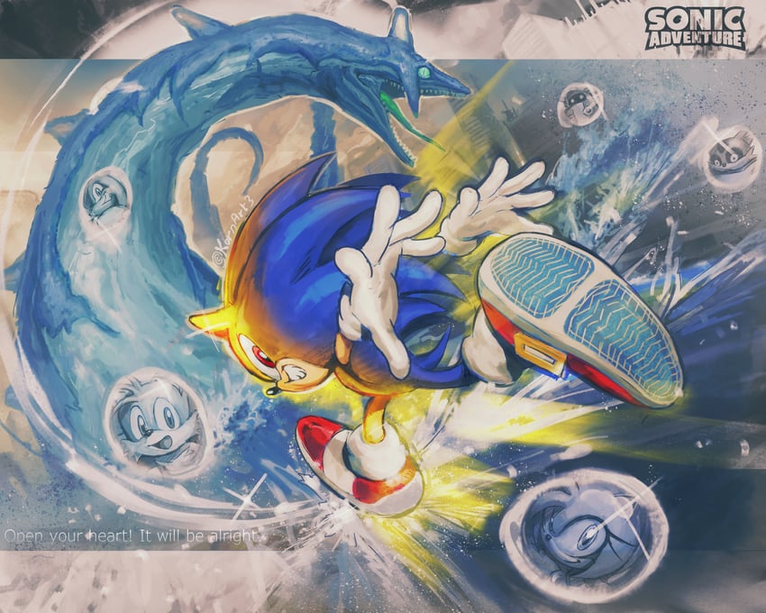 sonic the hedgehog, amy rose, tails, knuckles the echidna, super sonic, and 4 more (sonic and 2 more) drawn by kornart