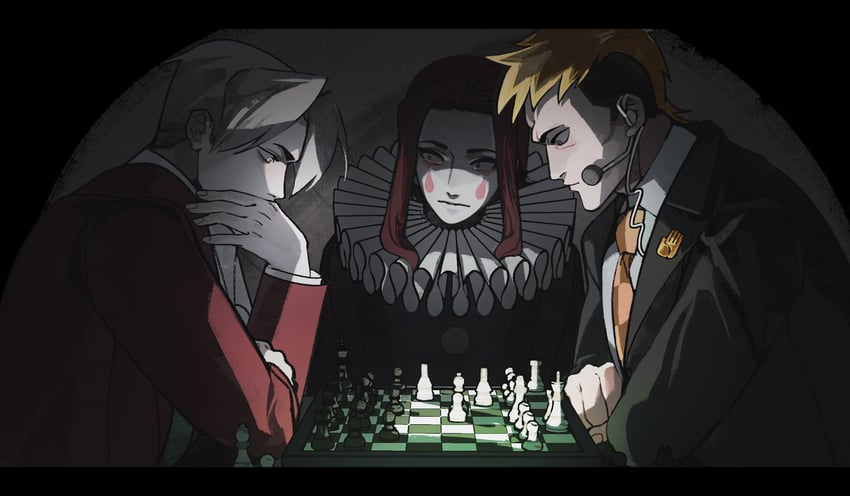 miles edgeworth, simeon saint, and bronco knight (ace attorney and 2 more) drawn by hexermer