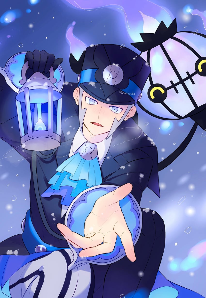 ingo and chandelure (pokemon and 1 more) drawn by mamezara_(sakizuke)