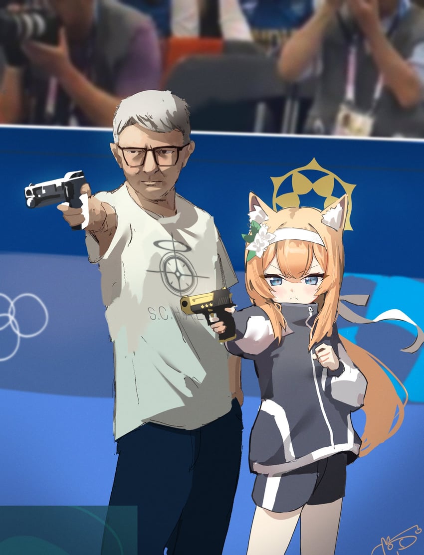 mari and yusuf dikec (blue archive and 3 more) drawn by dan_nako