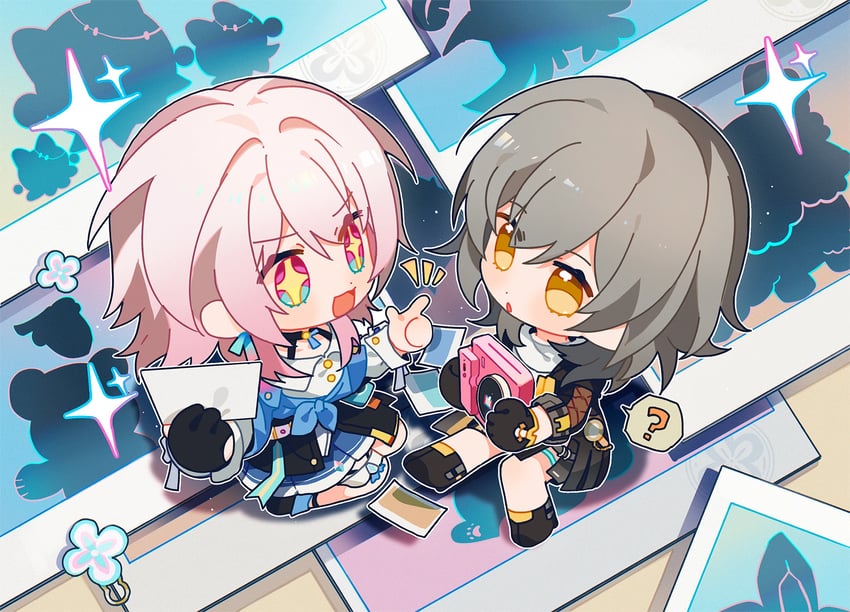 trailblazer, stelle, march 7th, and wubbaboo (honkai and 1 more) drawn by humi_humi