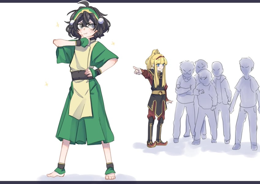 sophie and erika (avatar legends and 1 more) drawn by popopoka