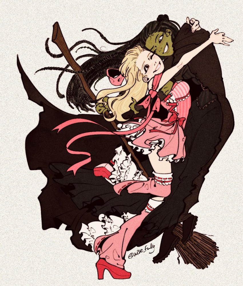 good witch of the north and elphaba thropp (wicked) drawn by wise_fully