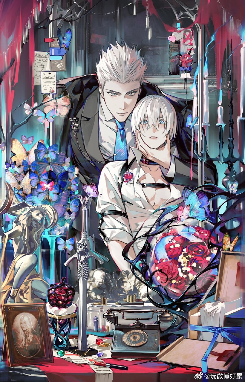 dante, vergil, and eva (devil may cry and 1 more) drawn by cumcmn