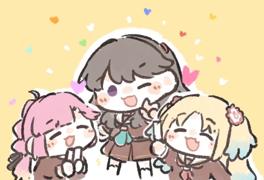 fujishima megumi, osawa rurino, and anyoji hime (love live! and 1 more) drawn by ao_kaeru
