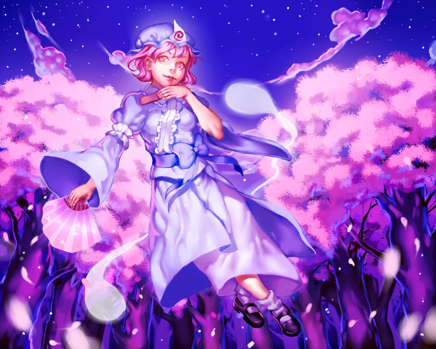 saigyouji yuyuko (touhou) drawn by lavendergraveyard