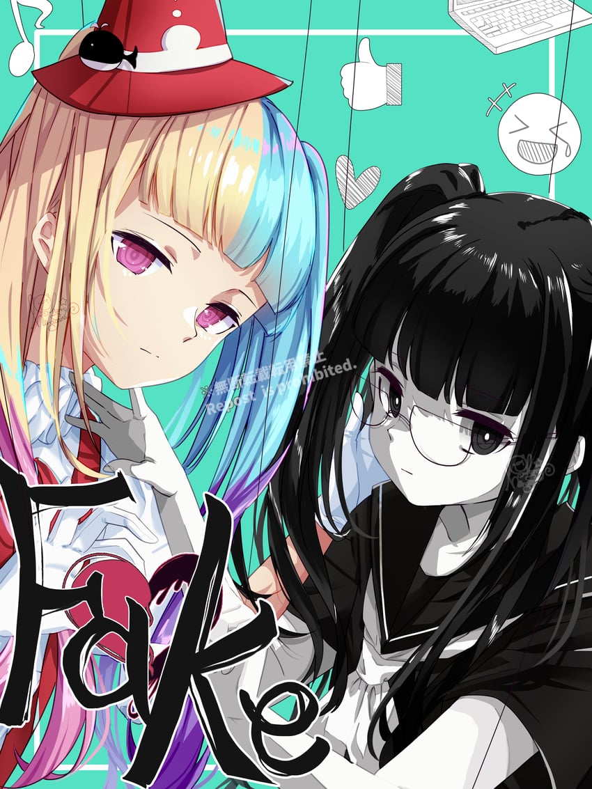 hatsune miku (vocaloid and 1 more) drawn by hiragana_sherry