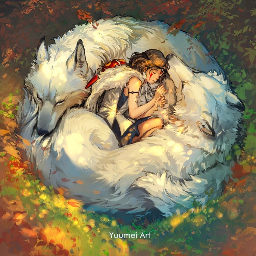 san and moro no ichizoku (mononoke hime) drawn by yuumei