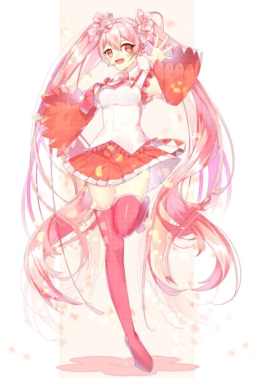 hatsune miku and sakura miku (vocaloid) drawn by motsuni_(lxxe1120)