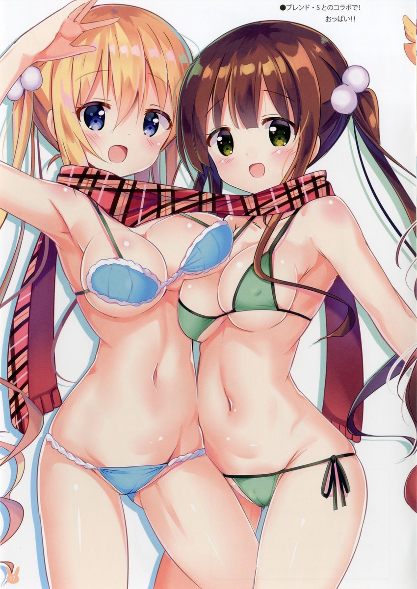 ujimatsu chiya and hinata kaho (gochuumon wa usagi desu ka? and 1 more) drawn by kurou_(quadruple_zero)