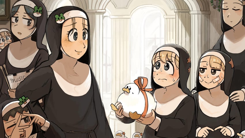 clumsy nun, spicy nun, glasses nun, star nun, square nun, and 1 more (little nuns) drawn by diva_(hyxpk)