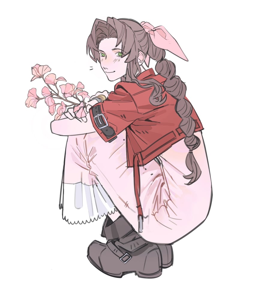 aerith gainsborough (final fantasy and 2 more) drawn by lentymet